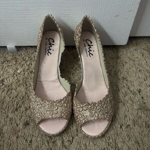 Chic Women's Elegant Rose Gold Peep-Toe Heels